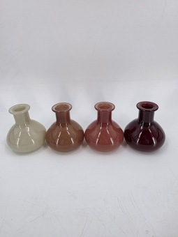 Gekleurde glazen vaasjes 'Opal' H10 cm 4 st.