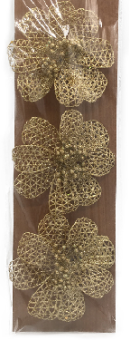 Flower clip glitter gold II 11-12 cm 3 pcs.