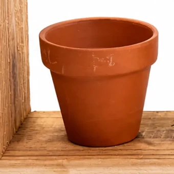 $Houten frame met 3 terracotta potjes - Dentergem - bloemschikmateriaal