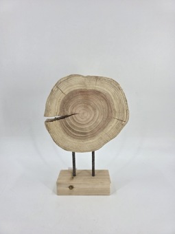 Houten schijf op voet L20W25H35 cm