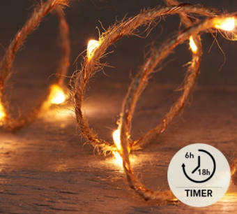 Éclairage LED classique chaud 20 pcs avec fil de toile de jute