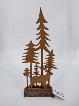 Tafeldecoratie Tree/Deer roest 30 x 11 cm
