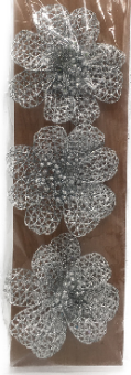 Bloem clip glitter zilver  II 11-12 cm 3 st.