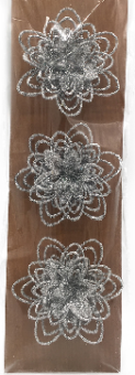 Flower clip glitter silver III 11-12 cm 3 pcs.