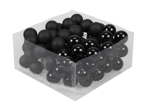 Christmas balls in glass 30 mm 12 pcs. black combi