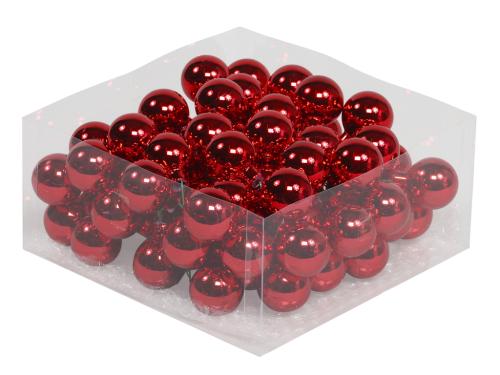 Kerstballetjes in glas 30 mm 72 st. red shiny