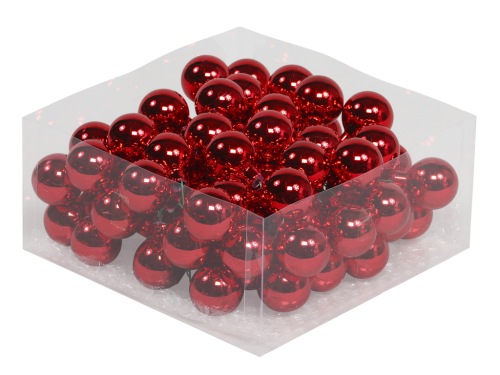 Christmas balls in glass 30 mm 12 pcs. red shiny