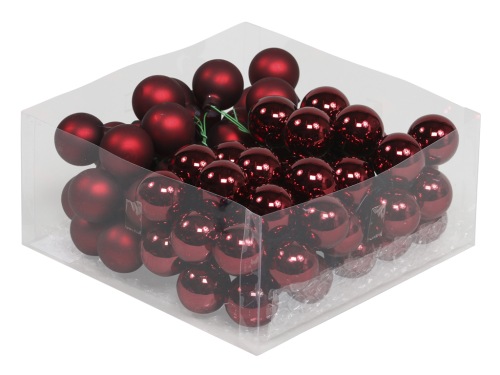 Boules de Noël en verre 30 mm 12 pcs. oxblood combi