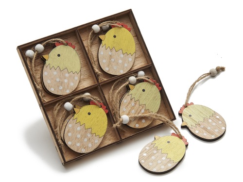 Wooden Easter Chick Hanger 7 cm 8 p.