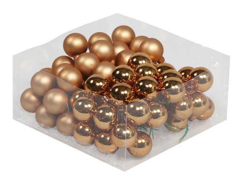 Christmas balls in glass 30 mm 12 pcs. copper combi