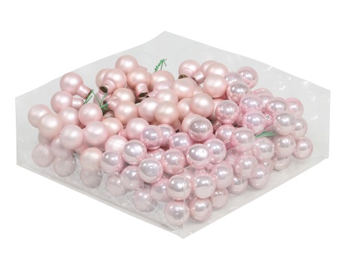 Christmas balls in glass 20 mm 24 pcs. powder pink