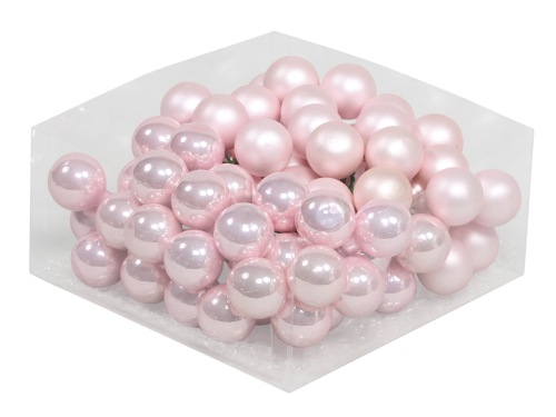 Christmas balls in glass 30 mm 12 pcs. powder pink