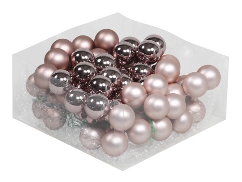 Christmas balls in glass 30 mm 12 pcs. smokey rose