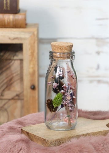 Table vase milkbottle H14 cm D 6 cm with cork cap