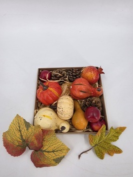 Doosje decoratie pompoenen mix