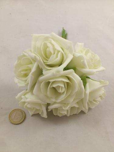 Rose en mousse 6 cm créme (7 p.)