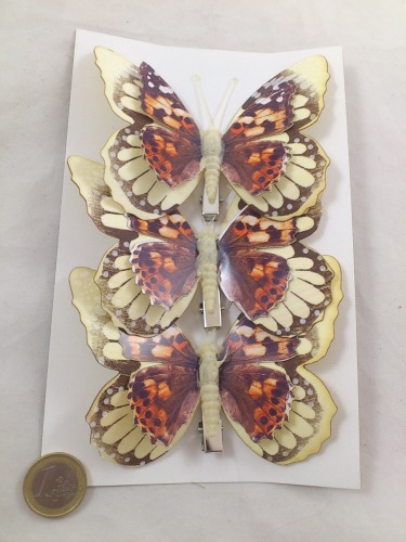 Butterflies wood 11 cm brown 3 p.