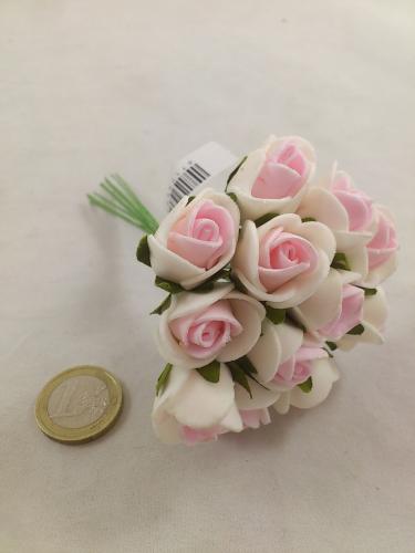 Foam mini rose 2 cm soft pink/cream (12 p.)