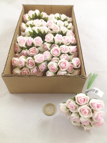 Foam mini rose 2 cm soft pink/cream (12x12 p.)