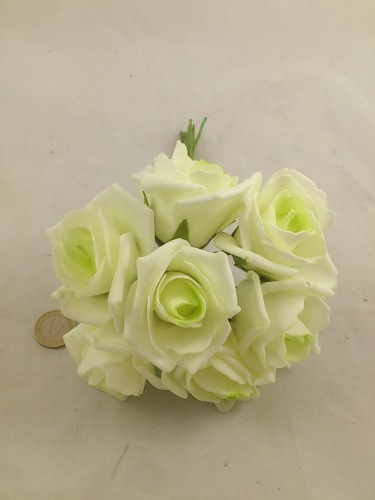 Foam rose 6 cm cream lime (7 p.)