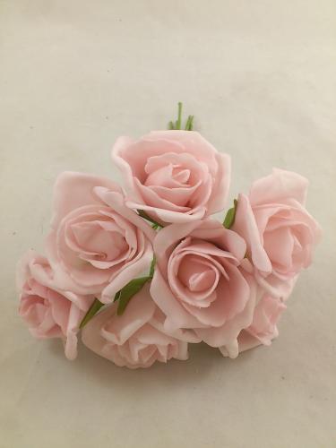 Foam roos 6 cm roze (7 st.)