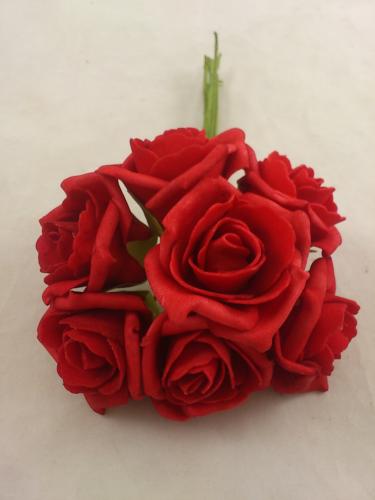 Rose en mousse 6 cm rouge (7 p.)
