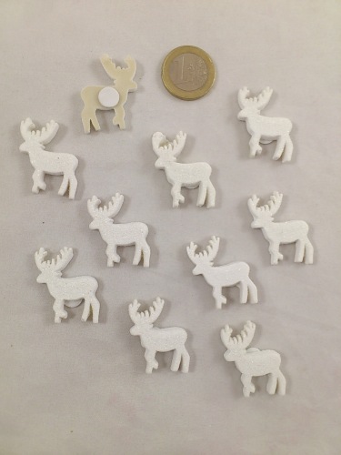 Poly reindeer 2.5 cm white 10 p.