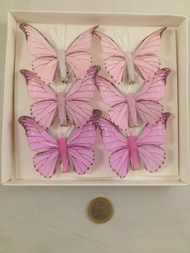 Butterfly 7.5 cm 6 p. pink