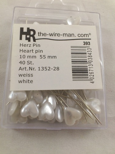 Herz farbigen Pins 10 mm 40 st. Weiss