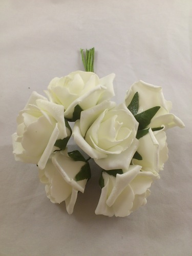 Foam rose 6 cm pearl cream (7 p.)