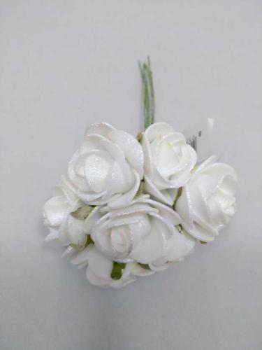 Medi rose en mousse 3 cm perle blanc (7 p.)