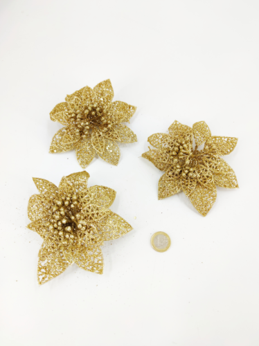 Flower clip glitter gold 11-12 cm 3 pcs.