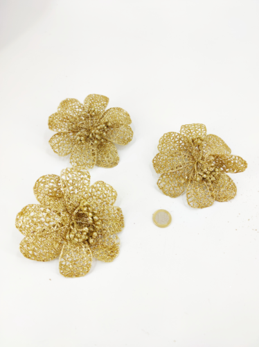 Flower clip glitter gold II 11-12 cm 3 pcs.