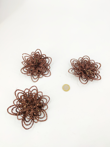 Flower clip glitter marron III 11-12 cm 3 pcs3