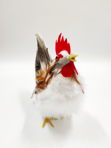 Rooster (standing) 25 cm with real feathers