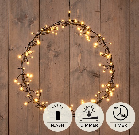 Verlichting krans 120 LED 36 cm classic warm