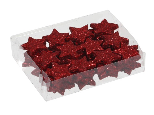 Glitter Stars D 2.5 cm red 48 p.