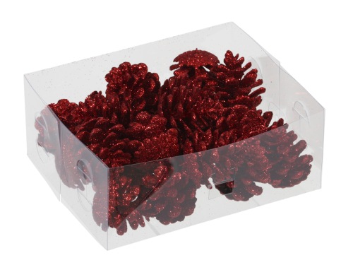 Pommes de pins éclatantes D 4.5 cm rouge 24 p.