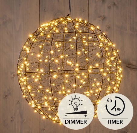 Verlichting bal 300 LED 25 cm classic warm