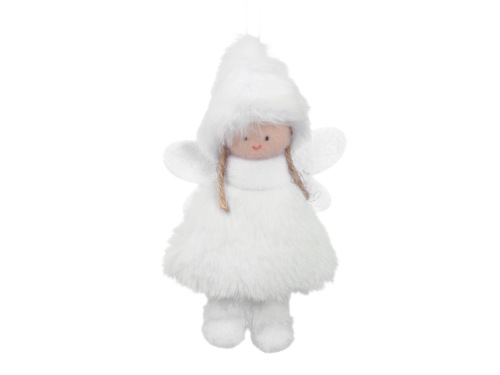 Christmas angels white furred 12 cm 2 p.