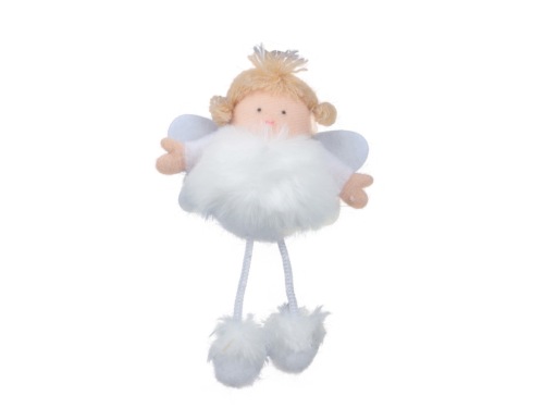 Christmas angels white furred 10.5 cm 2 p.