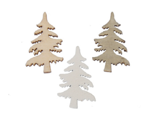 Arbres de Noël en bois ass. 3 cm 60 p.