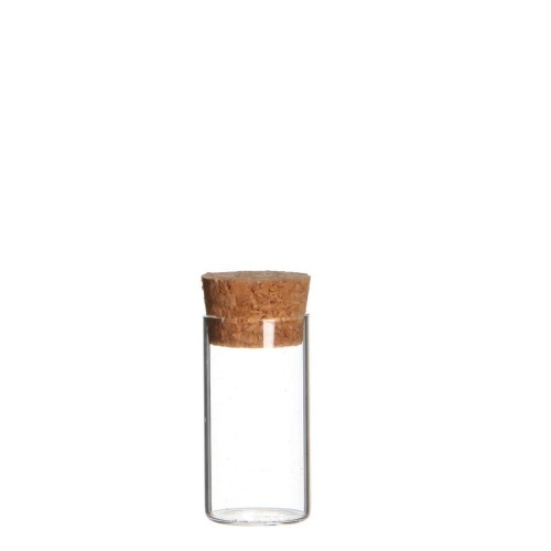 Tube en verre avec liége H6cm D3cm