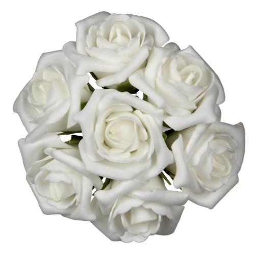 Rose en mousse 6 cm blanc (6x7 p.)