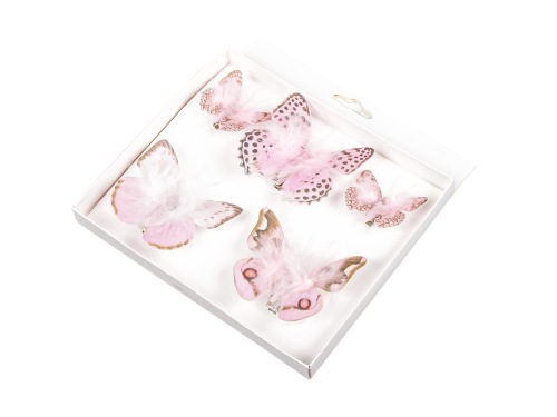 Butterflies 5/8 cm with clip pink 5 p.