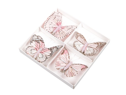 Butterflies 8 cm with clip pink 8 p.