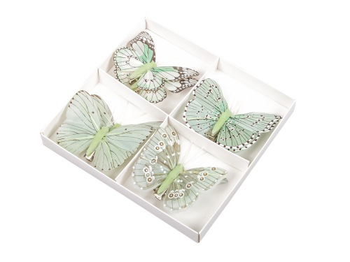 Butterflies 8 cm with clip green 8 p.