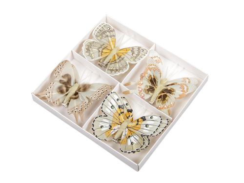 Butterflies 8 cm with clip greige 8 p.