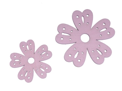 Wooden flowers 2 ass. 5/7 cm 20 p. pink