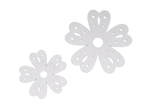 Wooden flowers 2 ass. 5/7 cm 20 p. white